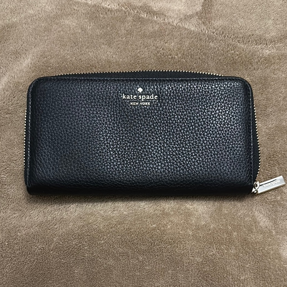 Kate Spade Black Lena Large Continental zippered Wallet